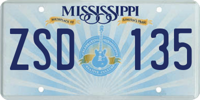 MS license plate ZSD135