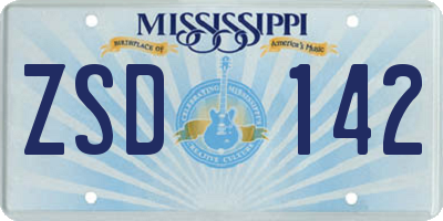 MS license plate ZSD142