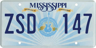 MS license plate ZSD147