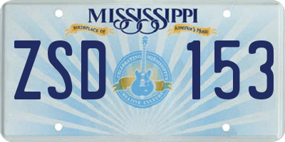 MS license plate ZSD153