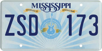MS license plate ZSD173