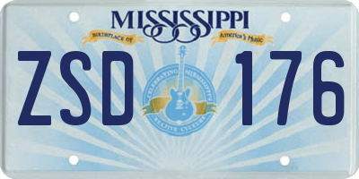 MS license plate ZSD176