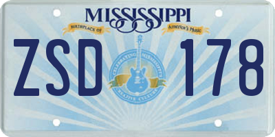 MS license plate ZSD178