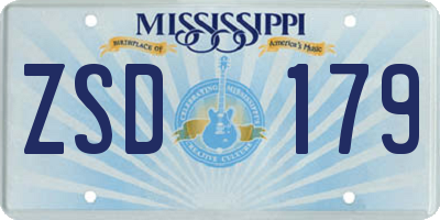 MS license plate ZSD179