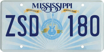 MS license plate ZSD180