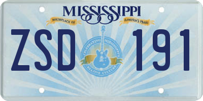 MS license plate ZSD191