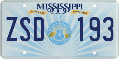 MS license plate ZSD193