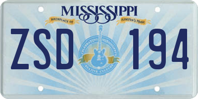 MS license plate ZSD194