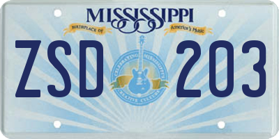MS license plate ZSD203