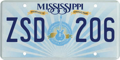 MS license plate ZSD206