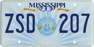 MS license plate ZSD207