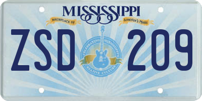 MS license plate ZSD209