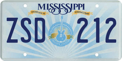 MS license plate ZSD212