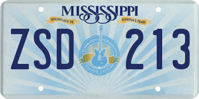 MS license plate ZSD213