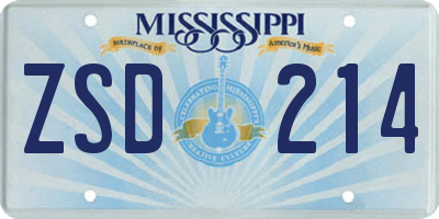 MS license plate ZSD214