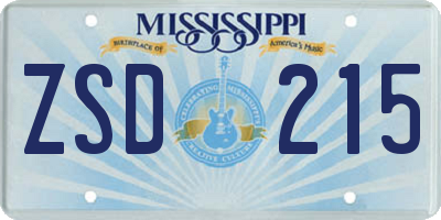 MS license plate ZSD215