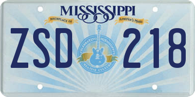 MS license plate ZSD218