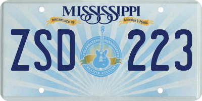 MS license plate ZSD223
