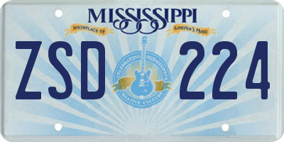 MS license plate ZSD224