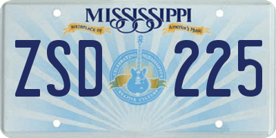 MS license plate ZSD225