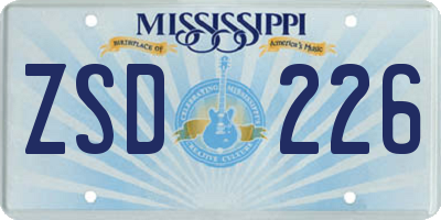 MS license plate ZSD226