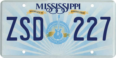 MS license plate ZSD227