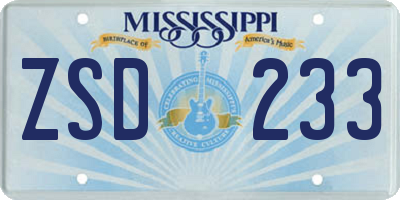 MS license plate ZSD233