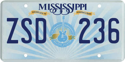 MS license plate ZSD236