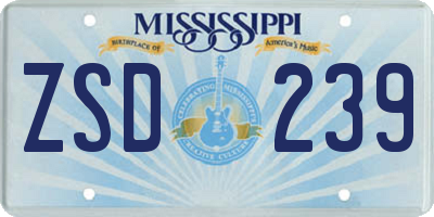 MS license plate ZSD239