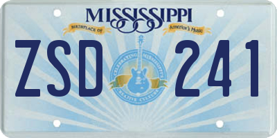 MS license plate ZSD241