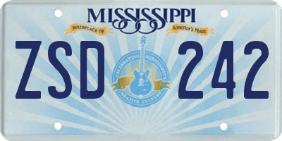 MS license plate ZSD242