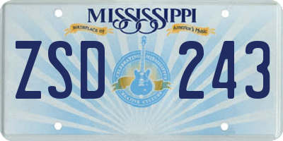MS license plate ZSD243