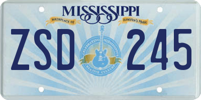 MS license plate ZSD245