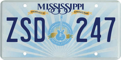 MS license plate ZSD247