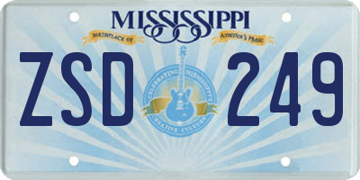 MS license plate ZSD249