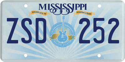 MS license plate ZSD252