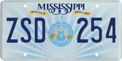 MS license plate ZSD254