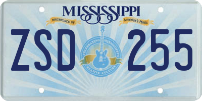 MS license plate ZSD255
