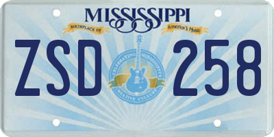 MS license plate ZSD258