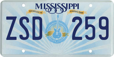 MS license plate ZSD259