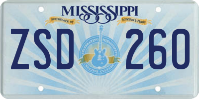 MS license plate ZSD260