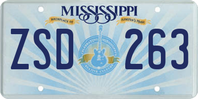 MS license plate ZSD263