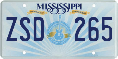 MS license plate ZSD265