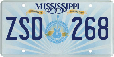 MS license plate ZSD268
