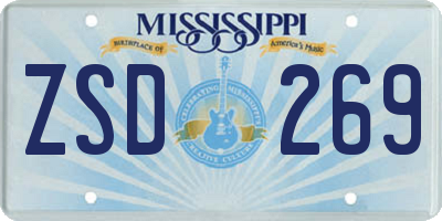 MS license plate ZSD269