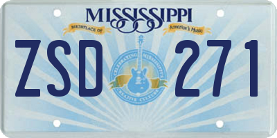 MS license plate ZSD271