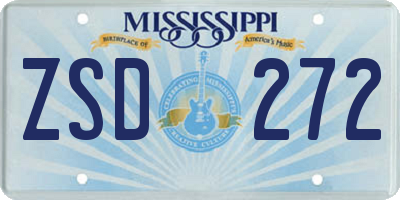 MS license plate ZSD272