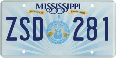 MS license plate ZSD281