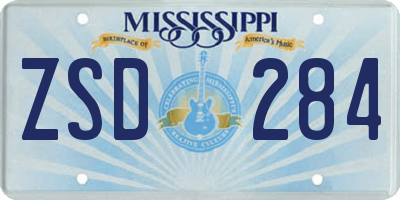 MS license plate ZSD284