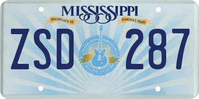 MS license plate ZSD287
